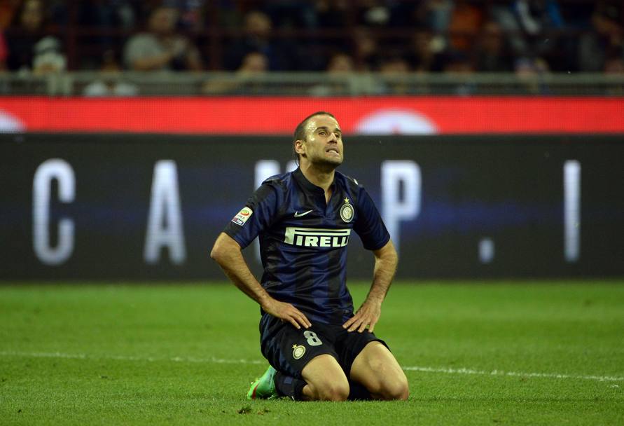 La disperazione di Rodrigo Palacio: finisce 0-0, Inter e Napoli restano a bocca asciutta e portano a casa un punto a testa. Afp